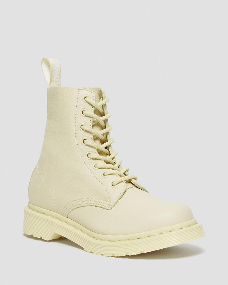 Women\'s Dr Martens 1460 Pascal Mono Lace Up Boots Cream | AU 188UZG